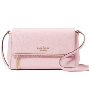 Kate Spade Light Pink Leila Mini Pebbled Leather Crossbody Bag